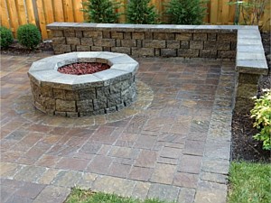 Paver Patio, Firepit & Wall