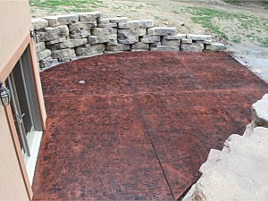 Stamped Concrete Patio and Retaining Wall