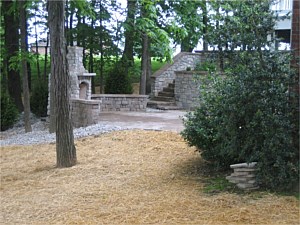 Custom Retaining Wall, Fireplace & Patio