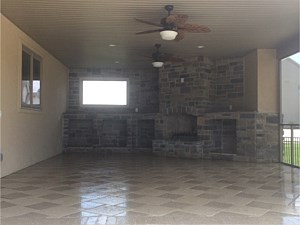 Screened In Porch with Custom Fireplace